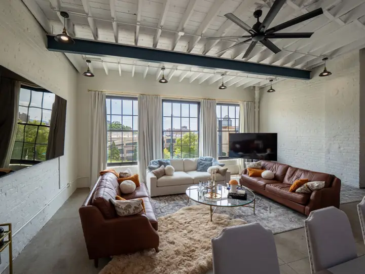 Living room with ceiling fan
