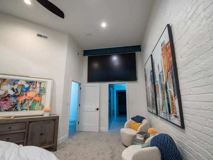 Bedroom with artwork